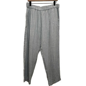 Lou & Grey Linen Pull On Pants Womens Large Pockets Blue Coastal Cottage